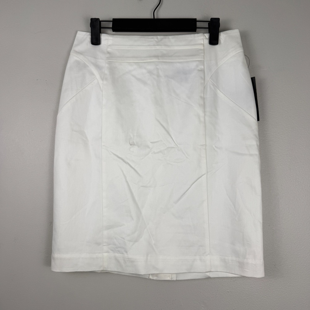 Worthington Straight Pencil Skirt Women 6 Petite White Cotton Blend Lined Career